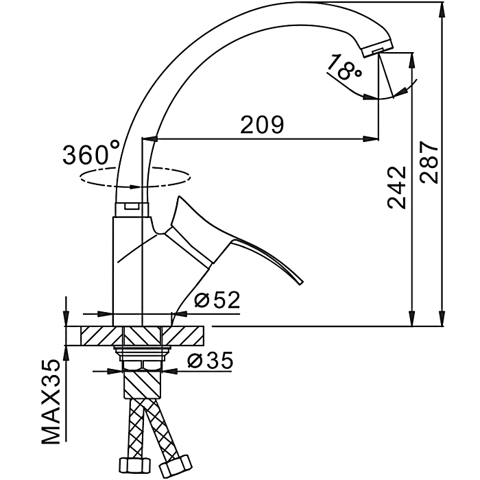 Смеситель для кухни Frap H01-13 F4101-13 красный