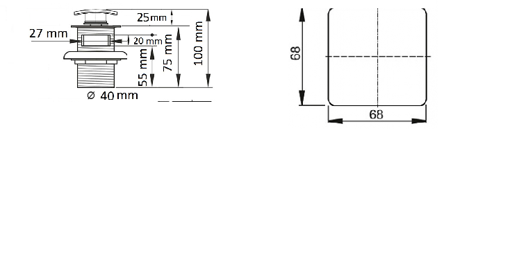 Донный клапан для раковины CeramaLux RD005 с переливом хром
