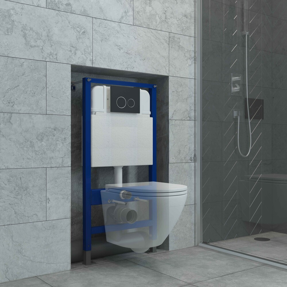 Инсталляция для подвесного унитаза EvaGold 545 кнопка черная матовая