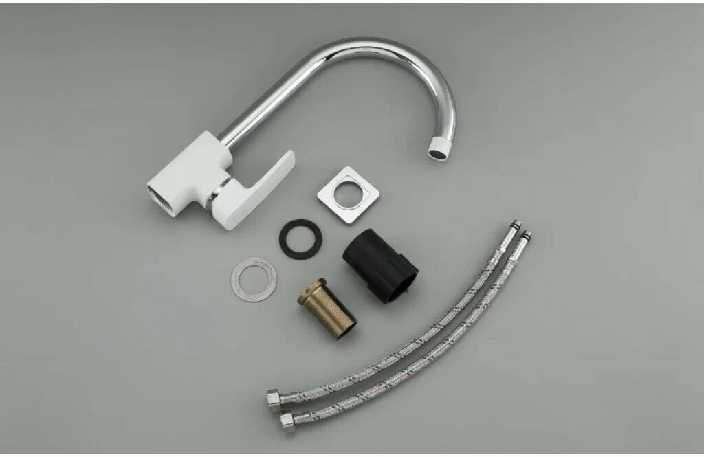 Смеситель для кухни с гибким изливом Frud R43151-8 белый-хром