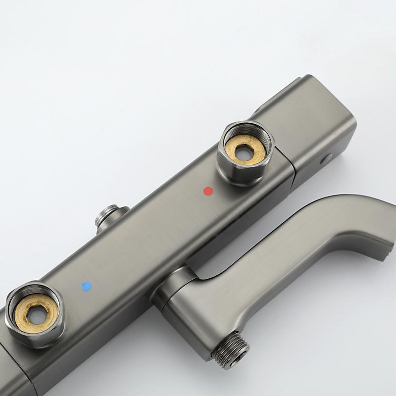 Душевая система с термостатом Gappo G91 G2491-9 оружейная сталь