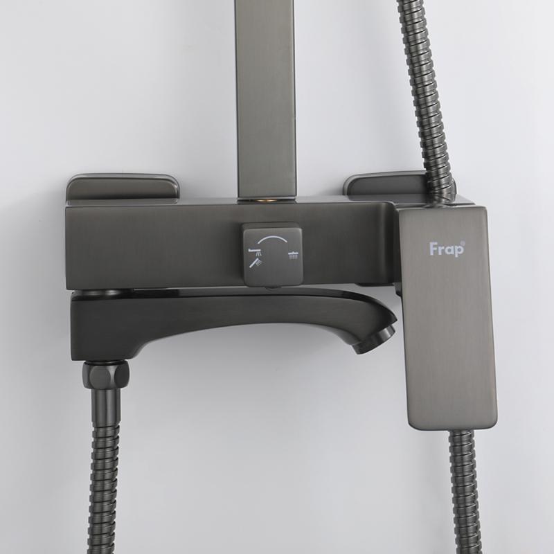 Душевая система Frap H76-9 F2476-9 оружейная сталь
