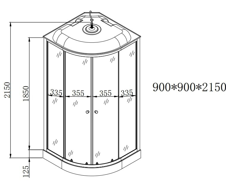 Душевая кабина EvaGold F901BS 90*90, рифленое стекло