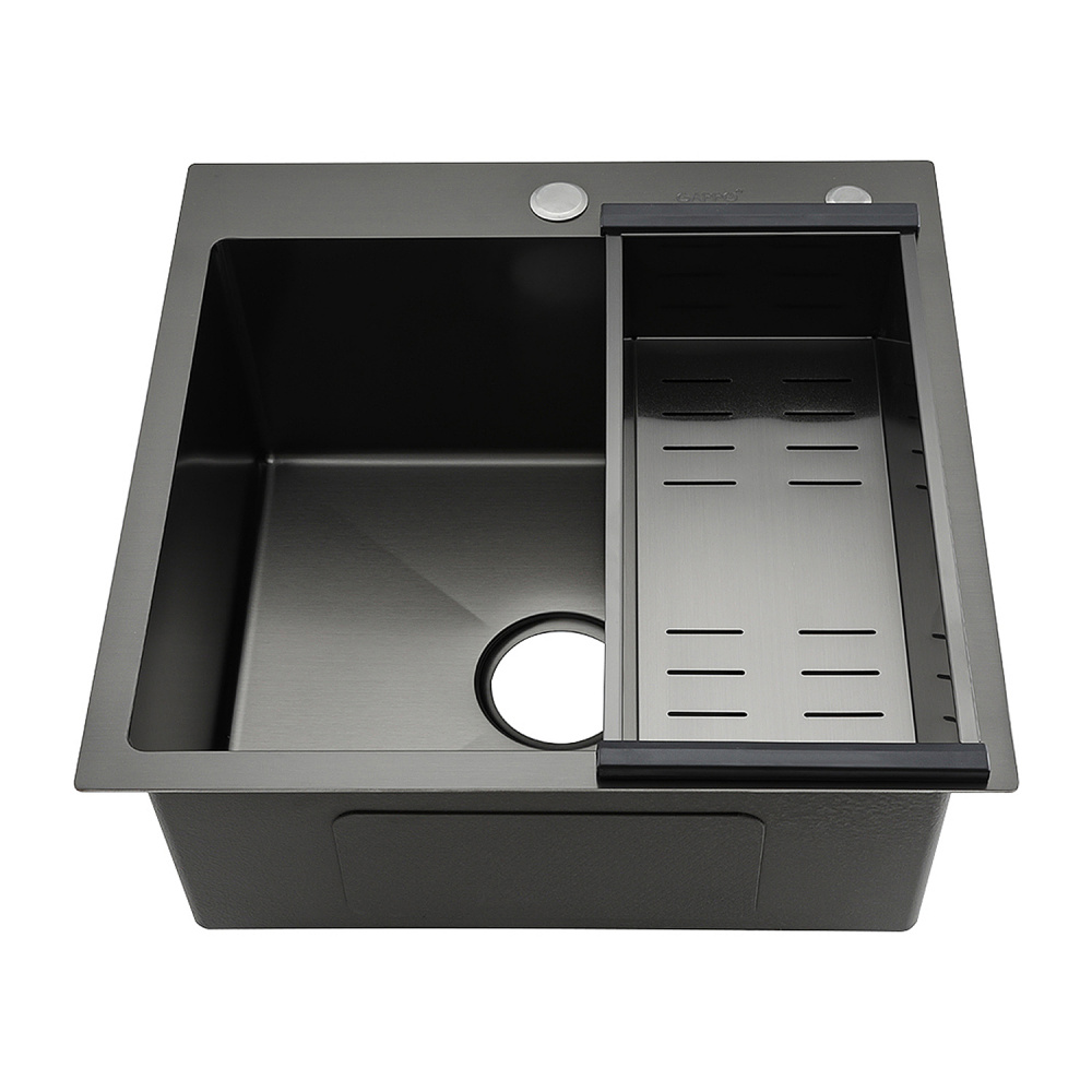 Мойка для кухни с коландером из нержавеющей стали Gappo GS5050-6 черная