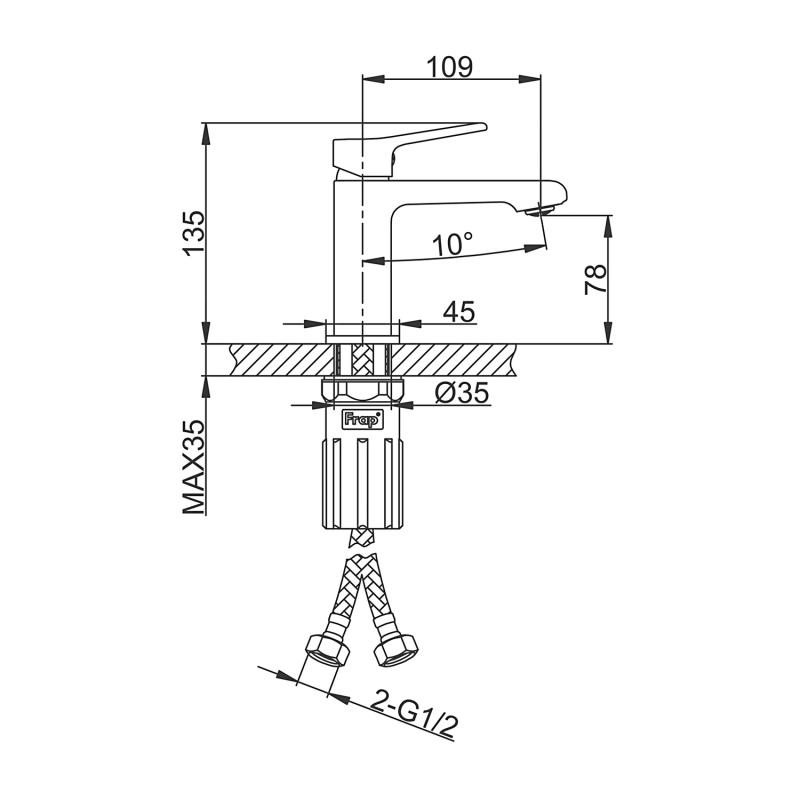 Смеситель для раковины Frap H84-9 F1084-9 оружейная сталь