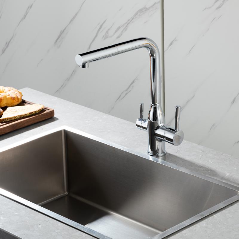 Вытяжной смеситель для кухни с фильтром Frap H96 F4396-30 хром