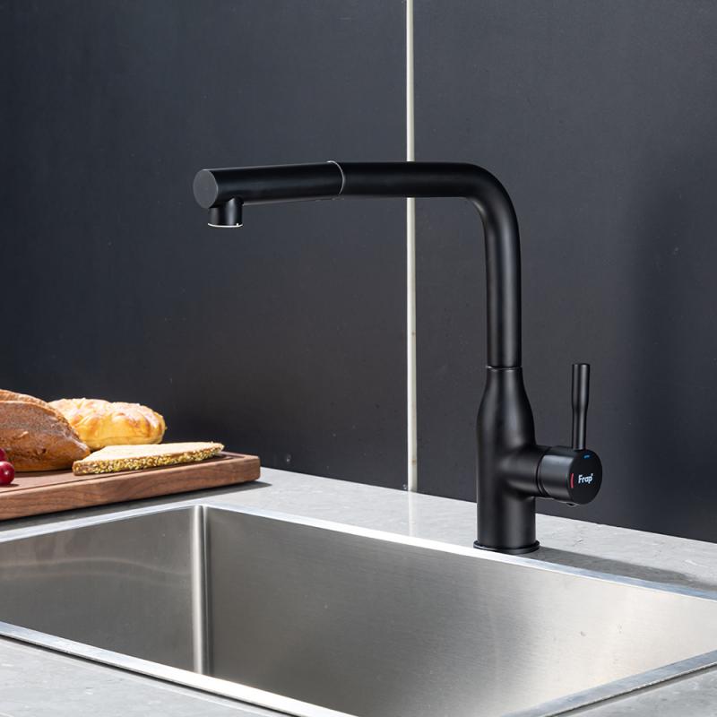 Вытяжной смеситель для кухни Frap H97 F6096-6 черный