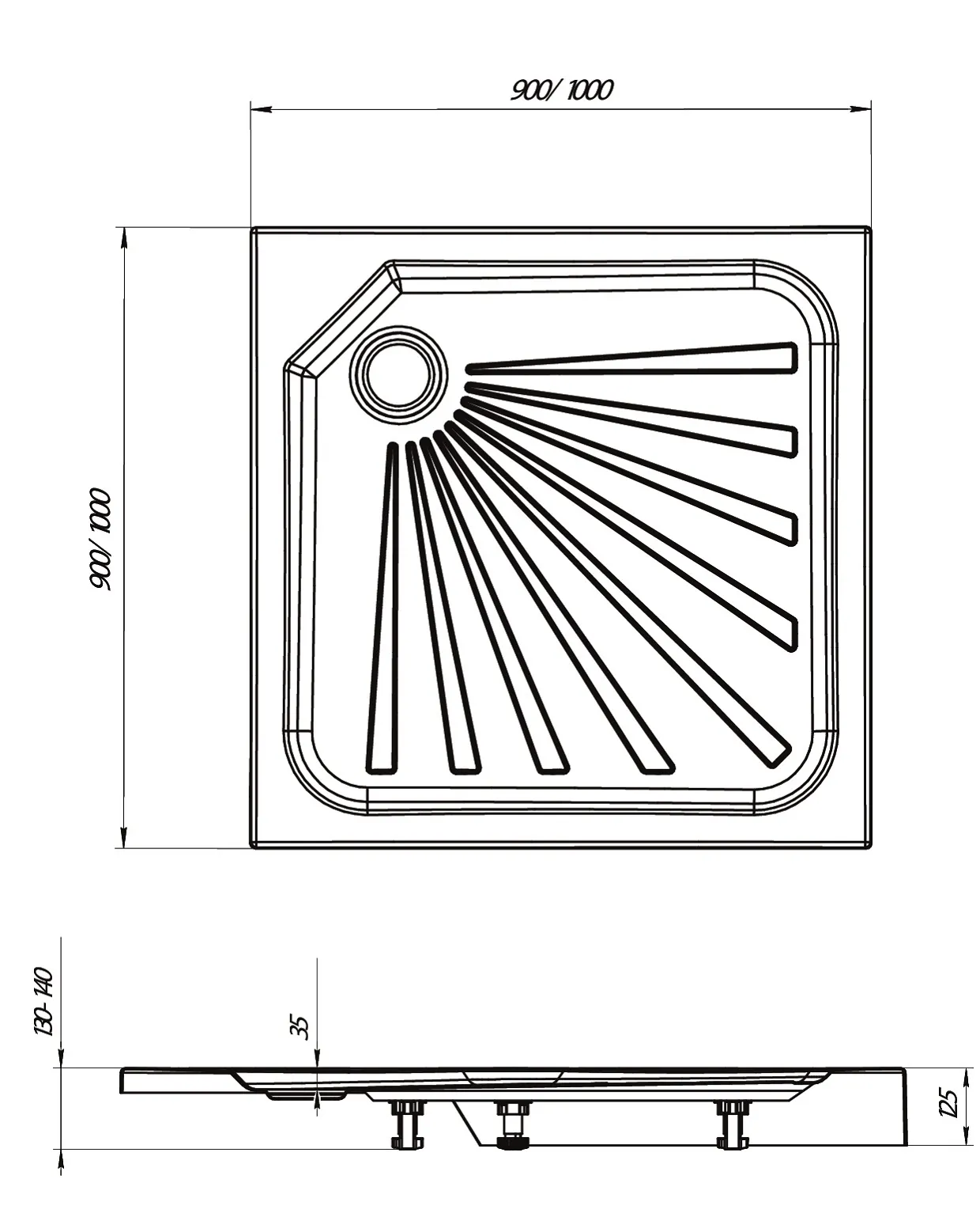 Поддон 1Marka Quadro квадратный 90*90