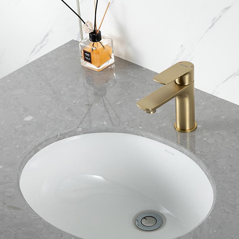 Смеситель для раковины Gappo G48-3 G1048-3 золотой сатин