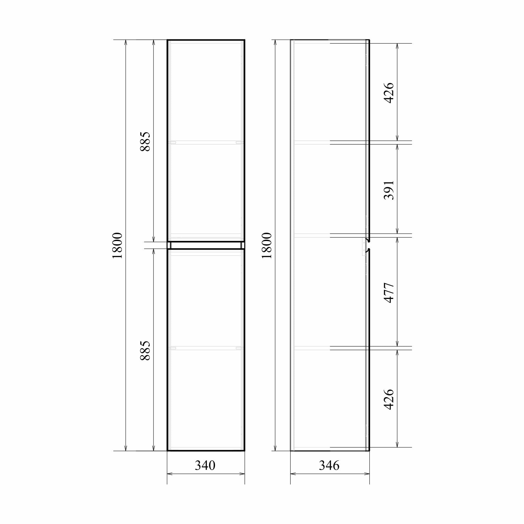 Напольный пенал Мирсант Next 34 правый