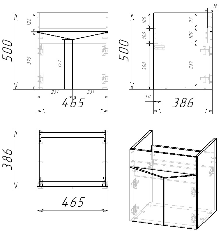 Подвесная тумба EvaGold Bricks 50 (Фостер 50, Como 50, Fest 50)