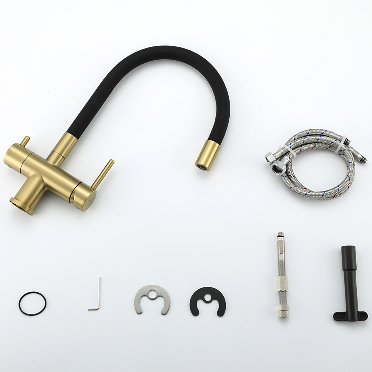 Смеситель для кухни с подключением фильтра Gappo G4398-33 золото-черный