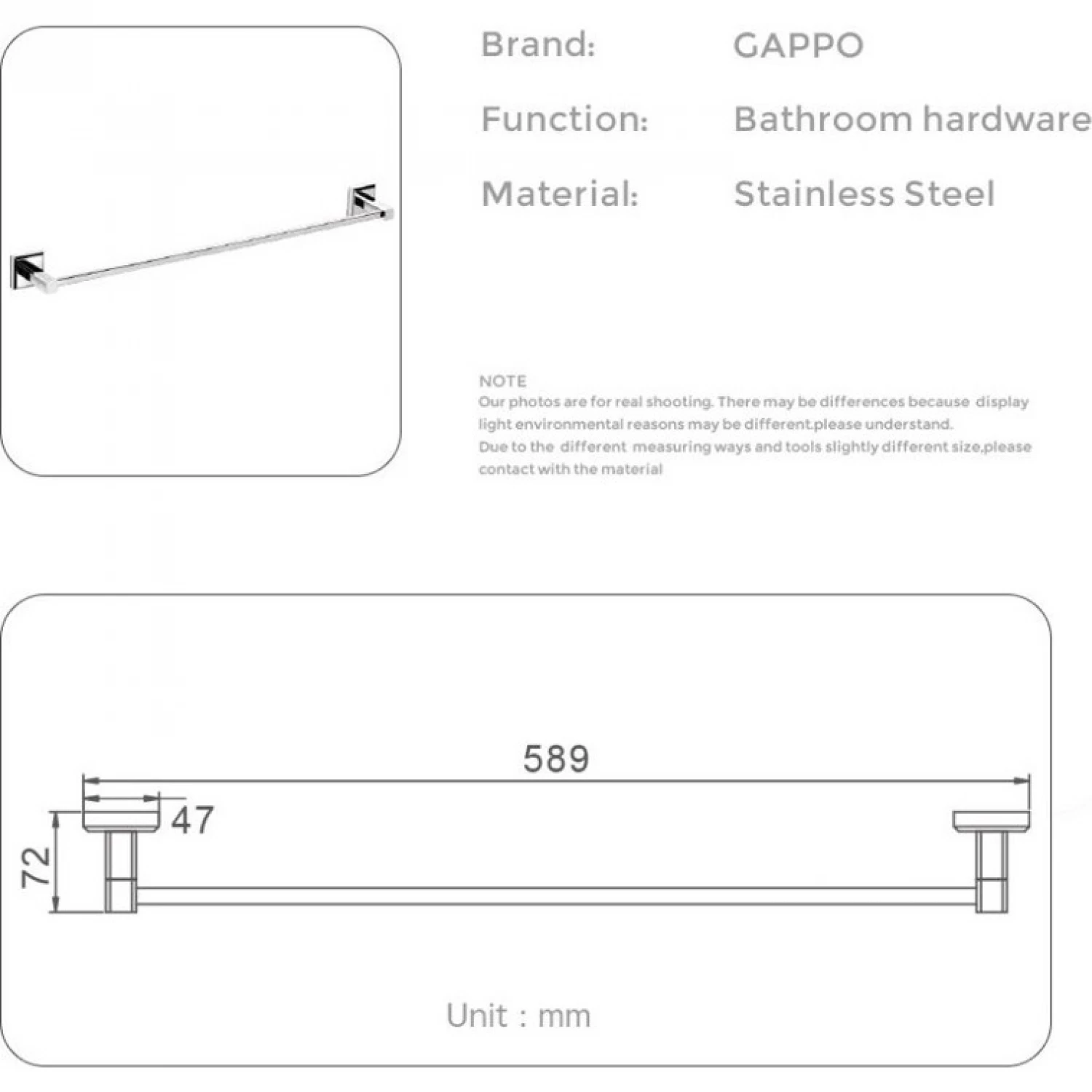 Полотенцедержатель 1-й Gappo G38 G3801 хром