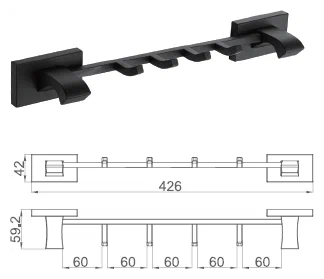 Планка с 4-мя крючками Gappo G07-6 G0716-46 черный