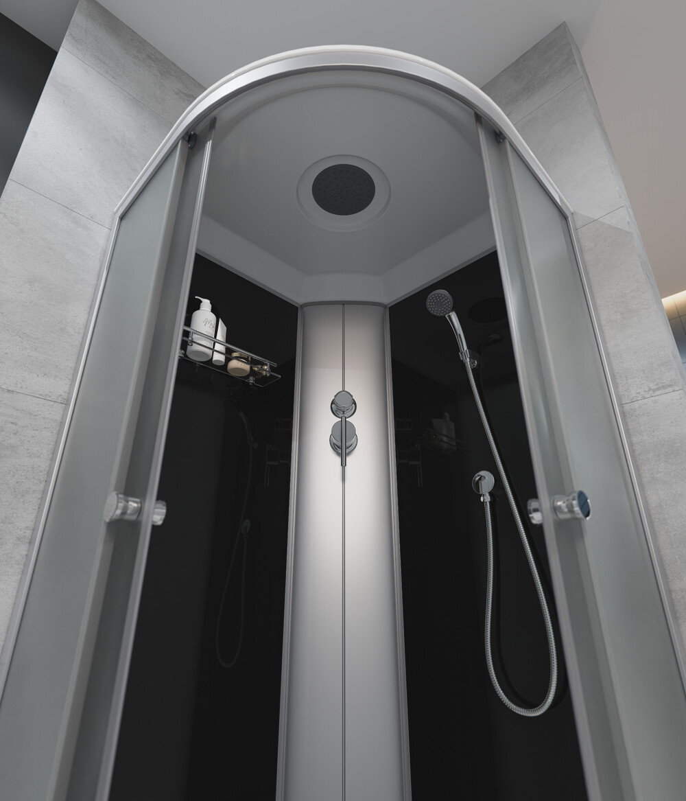 Душевая кабина EvaGold F902BS 90*90, высокий поддон, рифленое стекло