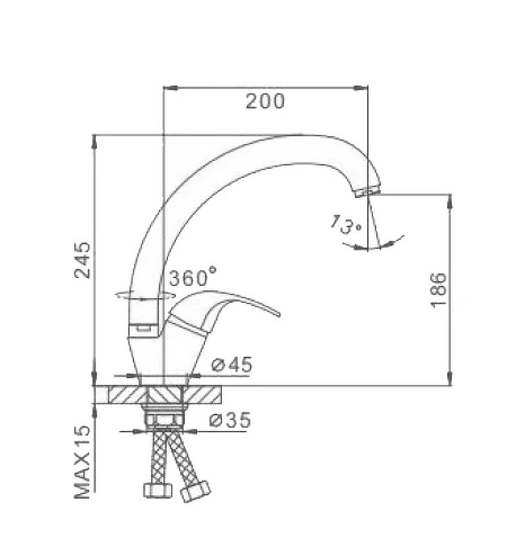 Смеситель для кухни Frap H15 F4115-2 хром