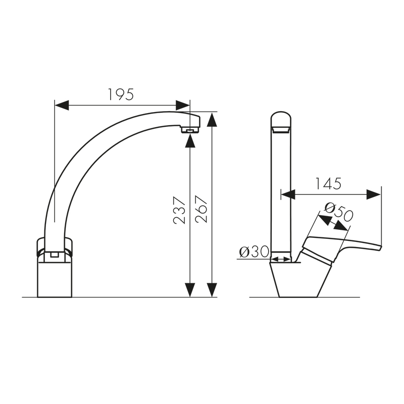 Смеситель для кухни Kaiser County 55244-12 черный металлик