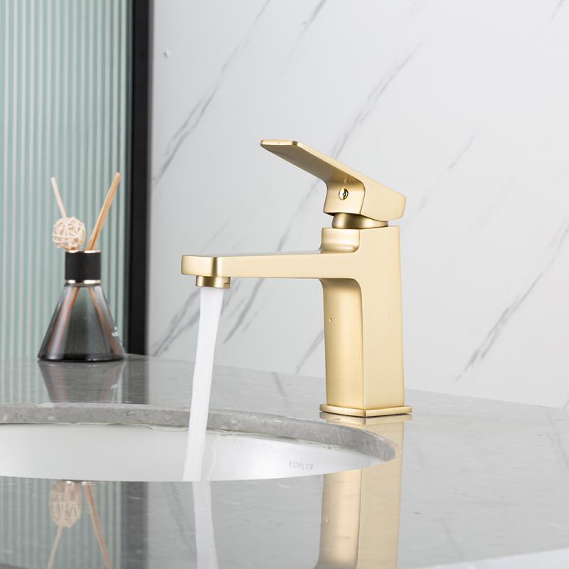 Смеситель для раковины Frap H90-3 F1090-3 золотой сатин