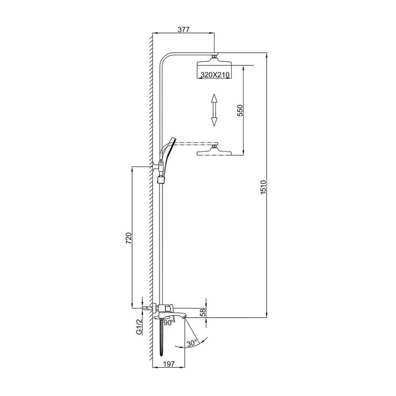 Душевая система Frap H76-6 F2476-6 черный