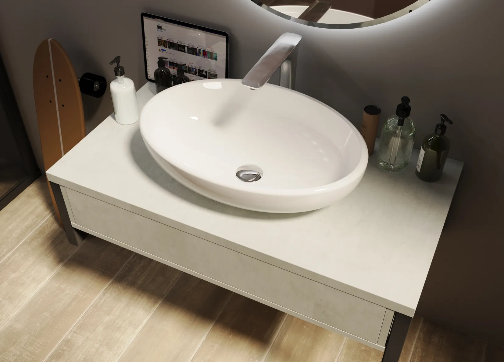 Тумба 1Marka Grunge Loft 70П 1в.я Бетон светлый