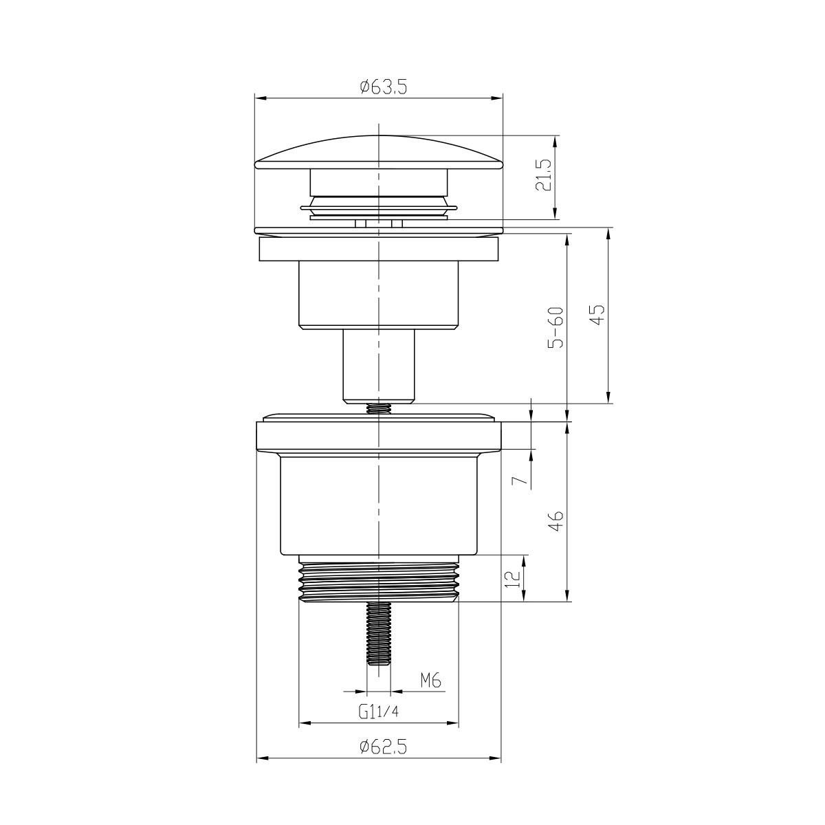 Донный клапан Lemark LM8500GM графит