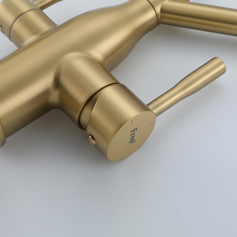 Смеситель для кухни с фильтром Frap H97 F4397-3 золотой сатин