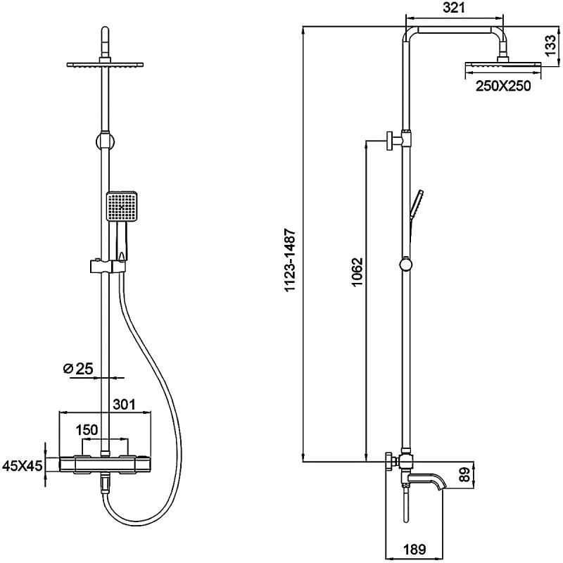 Душевая система с термостатом Gappo G2491