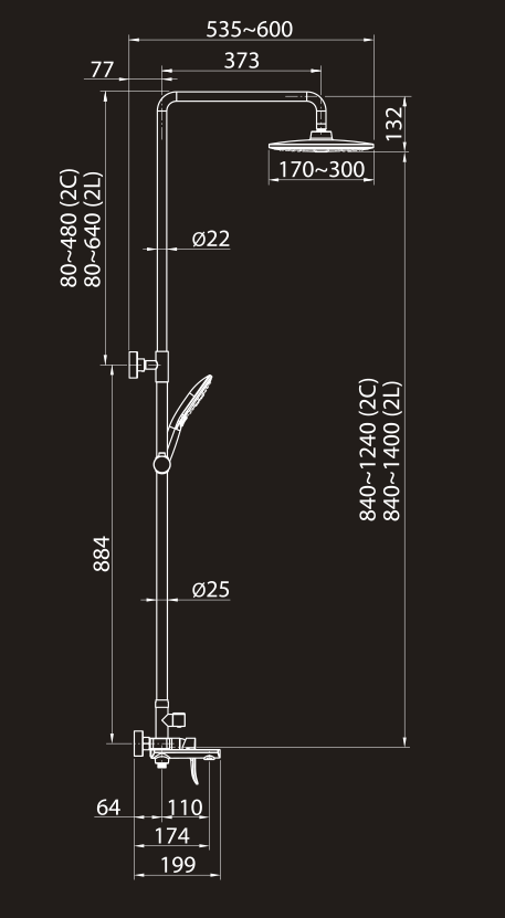 Душевая система Elghansa Shower Set 2305599-2C (Set-17) хром