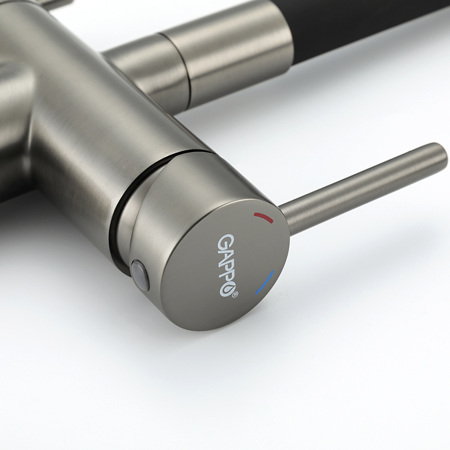 Смеситель для кухни с подключением фильтра Gappo G4398-39 оружейная сталь-черный