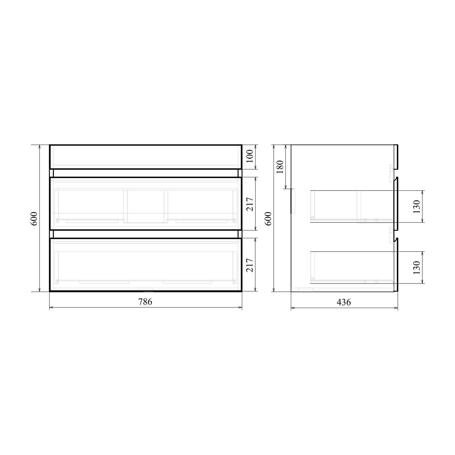 Подвесная тумба Мирсант Next 80/2 (2 ящ.)