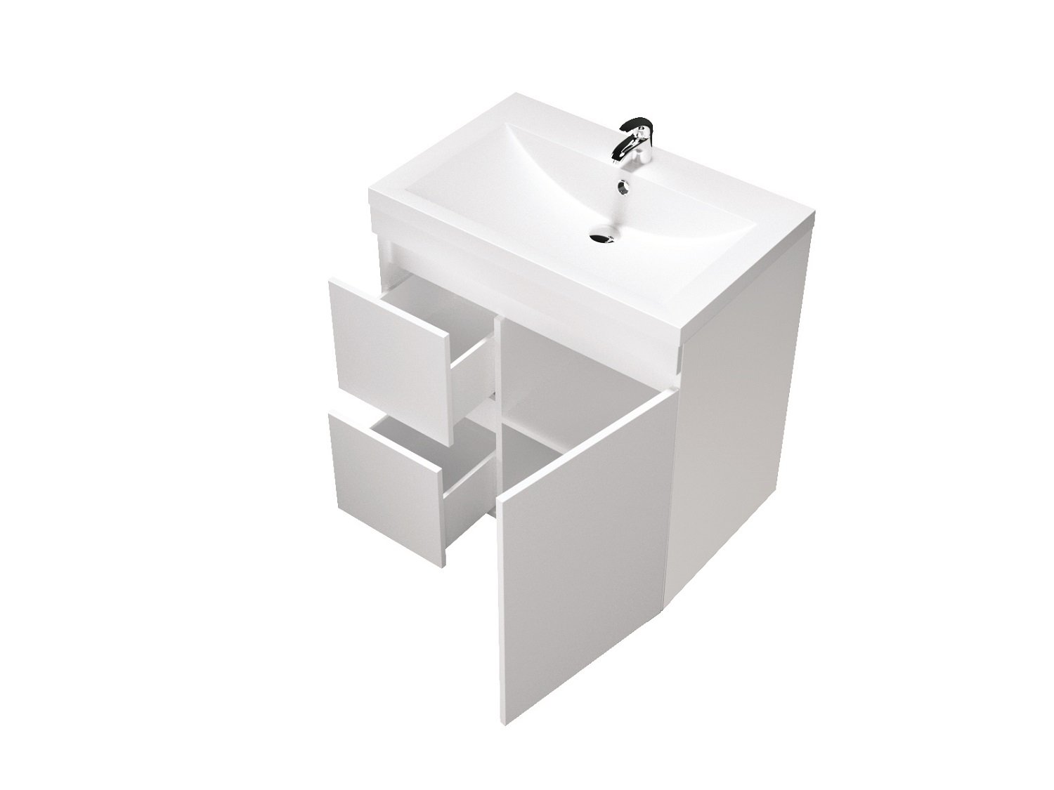 Тумба 1Marka Cube 75Н 2в.я 1д Белый глянец