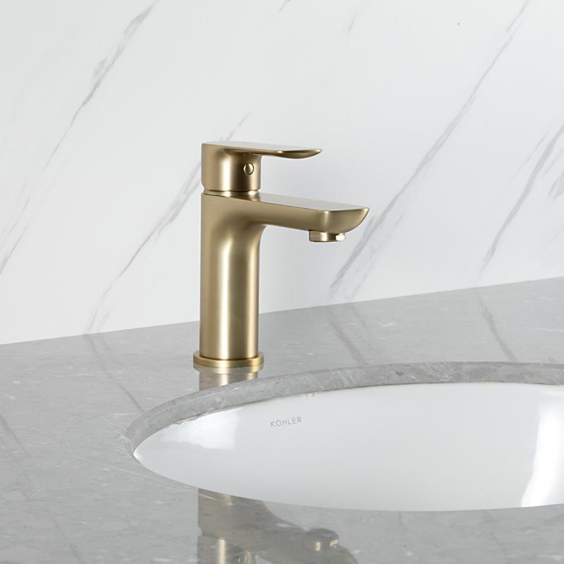 Смеситель для раковины Gappo G48-3 G1048-3 золотой сатин