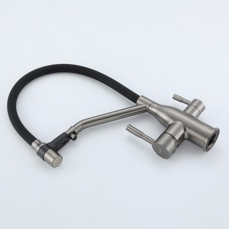 Смеситель для кухни с фильтром Frap H97 F4397-9 оружейная сталь