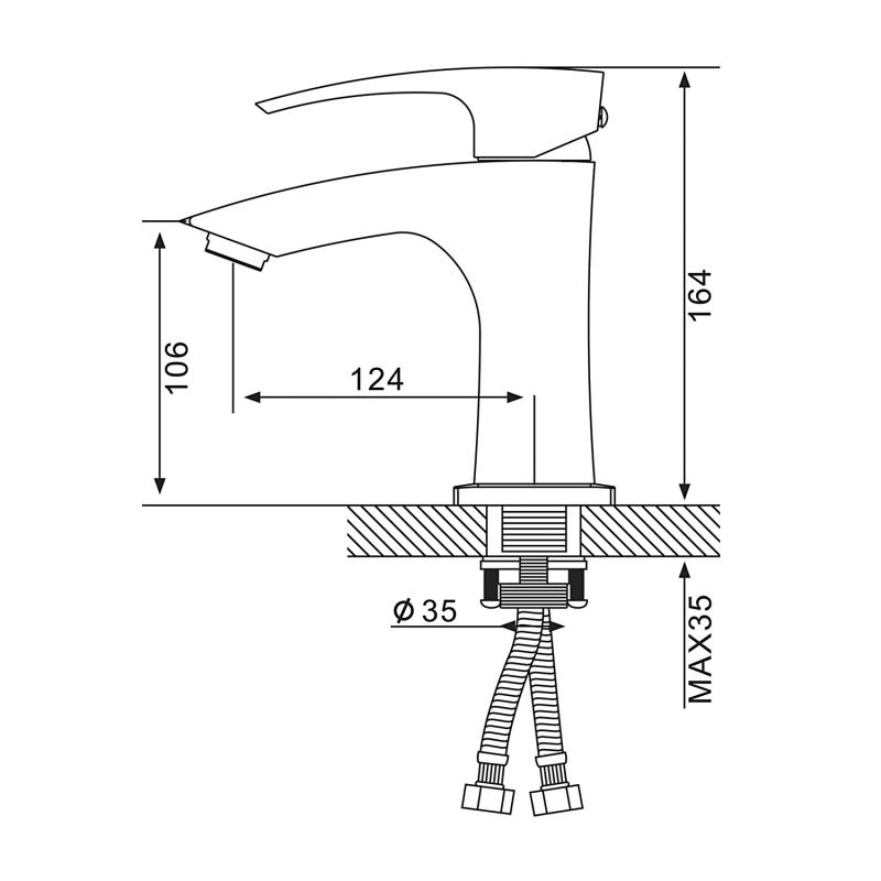 Смеситель для раковины Gappo G07-9 G1007-91 оружейная сталь