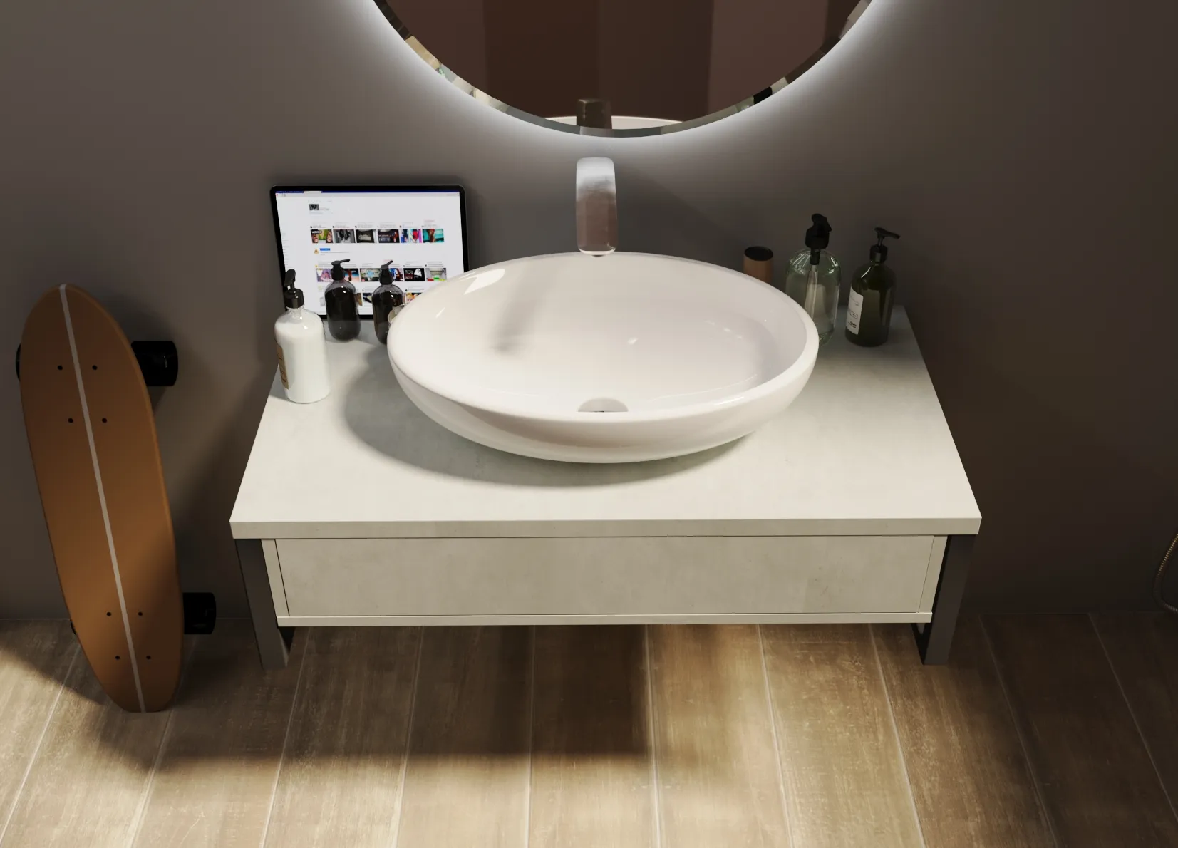 Тумба 1Marka Grunge Loft 100П 1в.я Бетон светлый