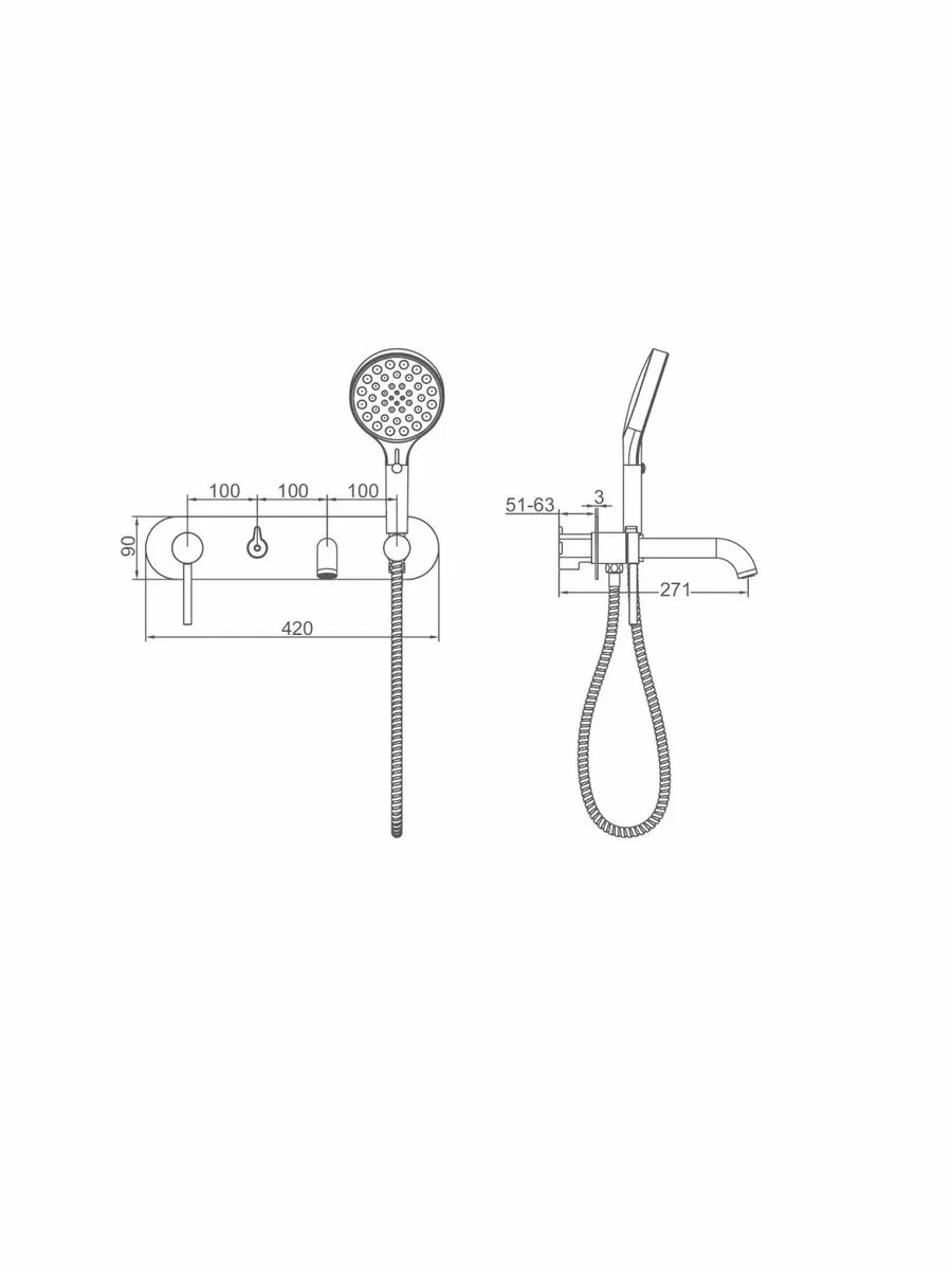Смеситель для ванны встраиваемый Gappo G06-3 G3306-3 золотой сатин