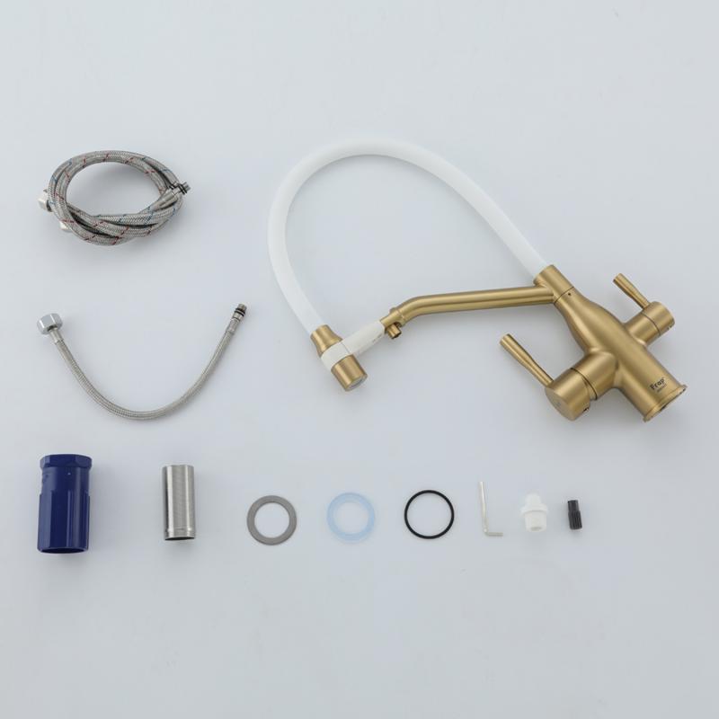 Смеситель для кухни с фильтром Frap H97 F4397-3 золотой сатин