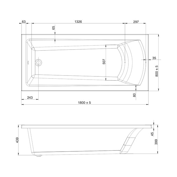 Акриловая ванна Мирсант Ривьера Premium 180*80