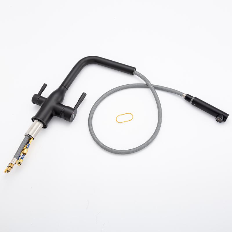 Вытяжной смеситель для кухни с фильтром Frap H96 F4396-36 черный