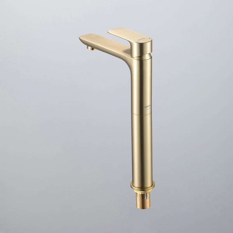 Высокий смеситель для раковины Gappo G48-3 G1048-32 золотой сатин