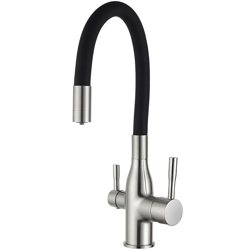 Смеситель для кухни с подключением фильтра Frap H96 F4396-5 сатин-черный