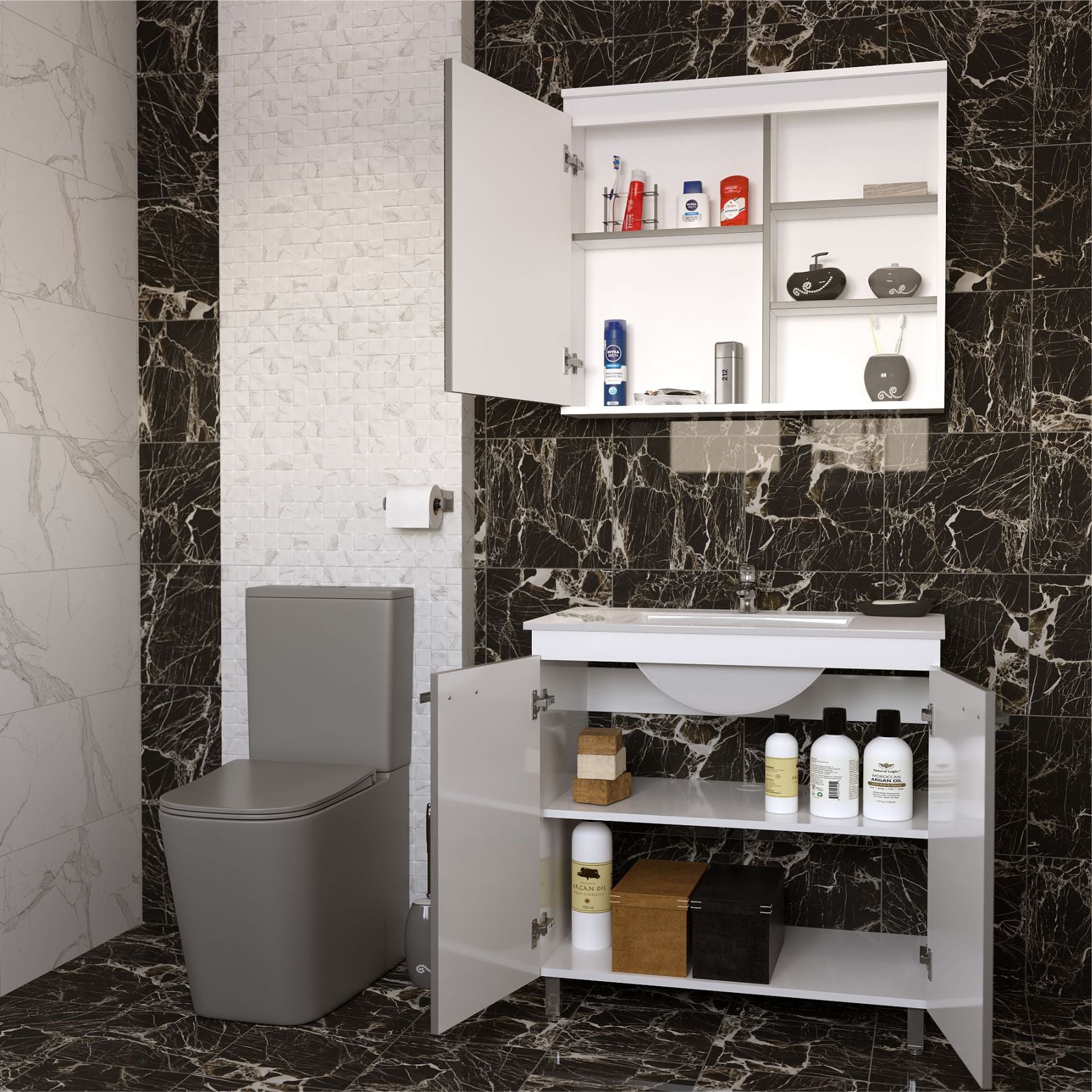 Напольная тумба Nova Vector 80 белая разобранная (Next-80)