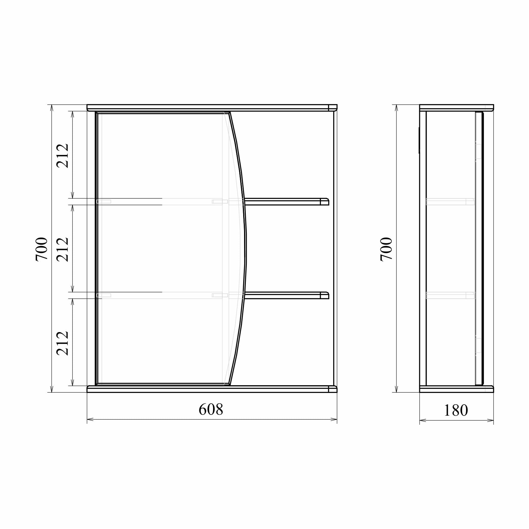 Зеркало-шкаф Мирсант Фарида 20 60*70 Парус левый
