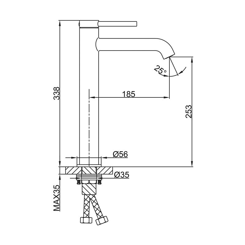 Высокий смеситель для раковины Gappo G06 G1006-2 хром