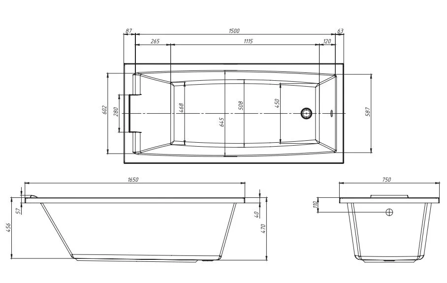 Акриловая ванна Marka One Aelita MG 165*75