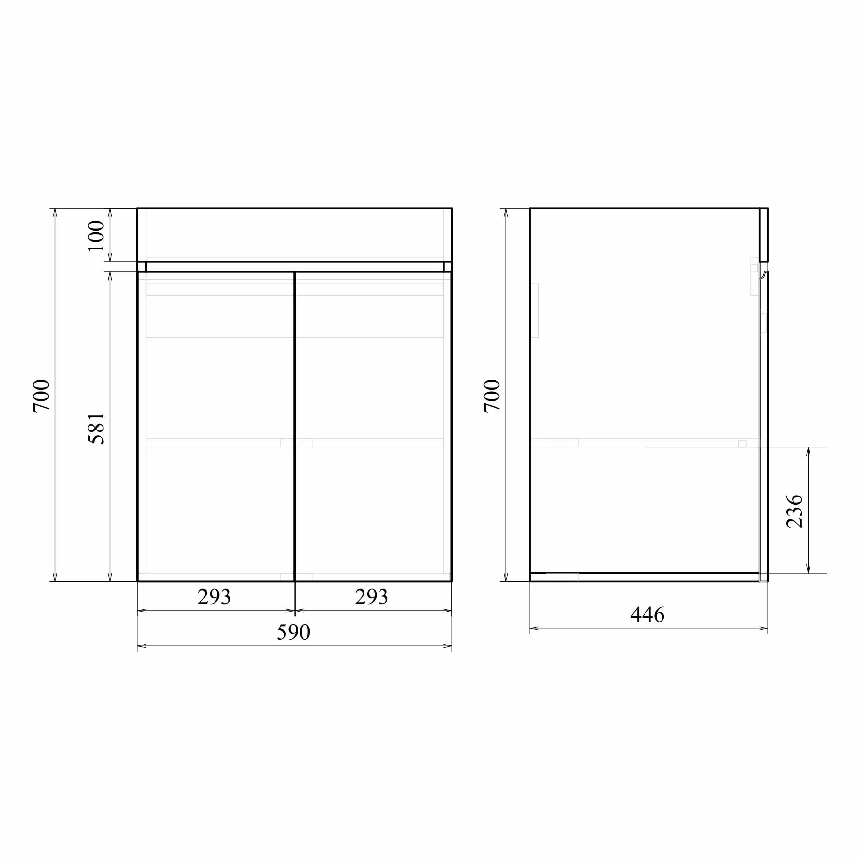 Подвесная тумба Мирсант Next 60 (2 двери)