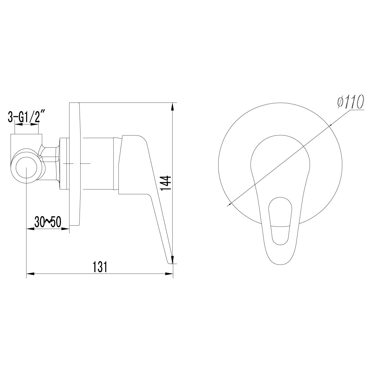 Смеситель Lemark Luna LM4123C для душа, встраиваемый