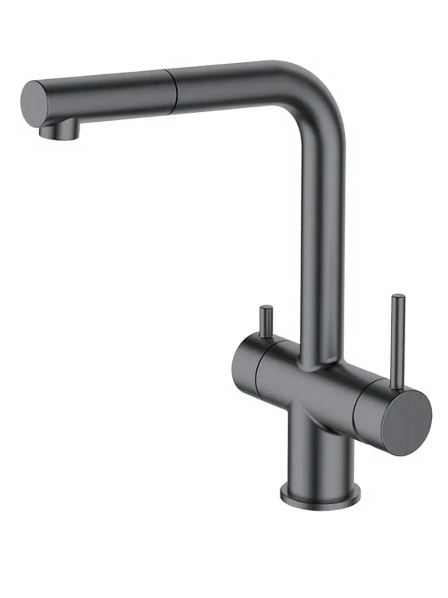 Вытяжной смеситель для кухни с фильтром Gappo G97 G4397-79 оружейная сталь