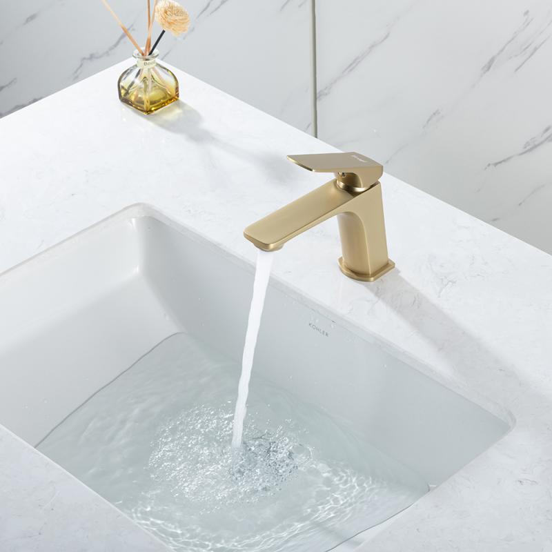 Смеситель для раковины Frap H87-3 F1087-3 золотой сатин