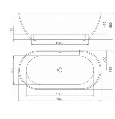 Ванна из литьевого мрамора Castone Эдем 170*80